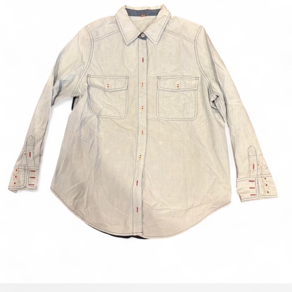 Free People Denim Bandana Back Button Down Shirt - Picture 4 of 7